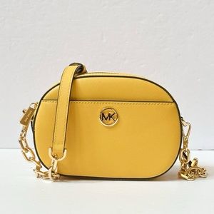 Michael Kors Jet Set Glam Leather Oval Crossbody